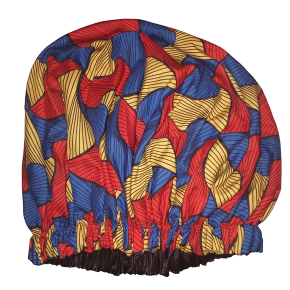 African print double layered satin bonnet - Picture 3 of 6